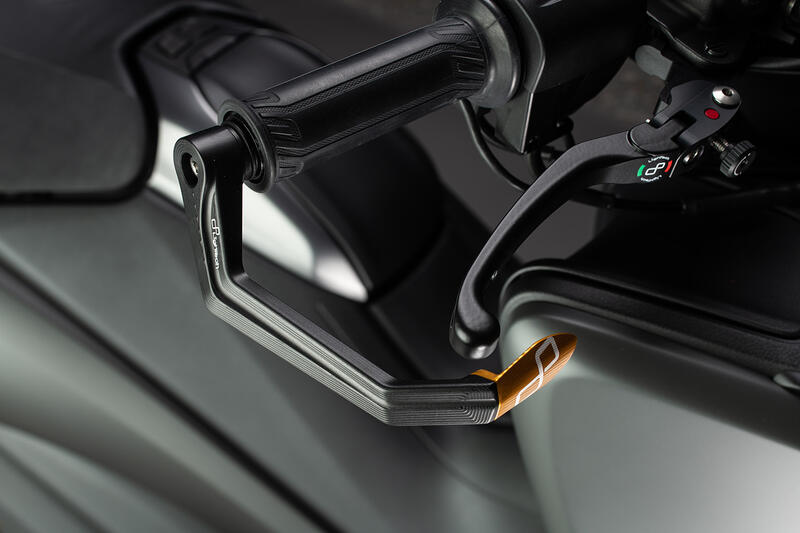 Protezione Leva Freno In Alluminio - Interasse 132 Mm / Terminale Colorato Oro