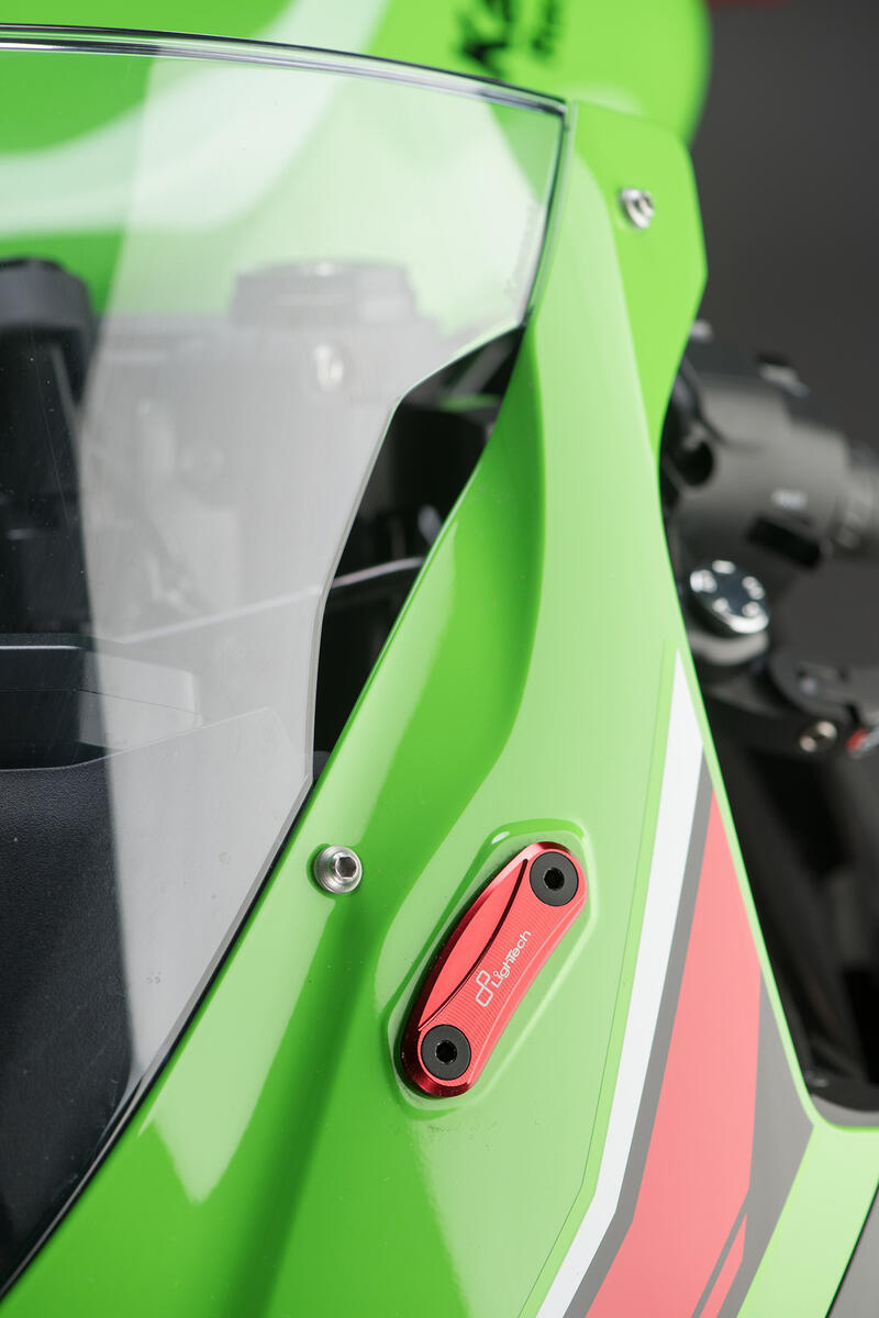 Coppia Tappi Sede Specchio per Kawasaki Rosso