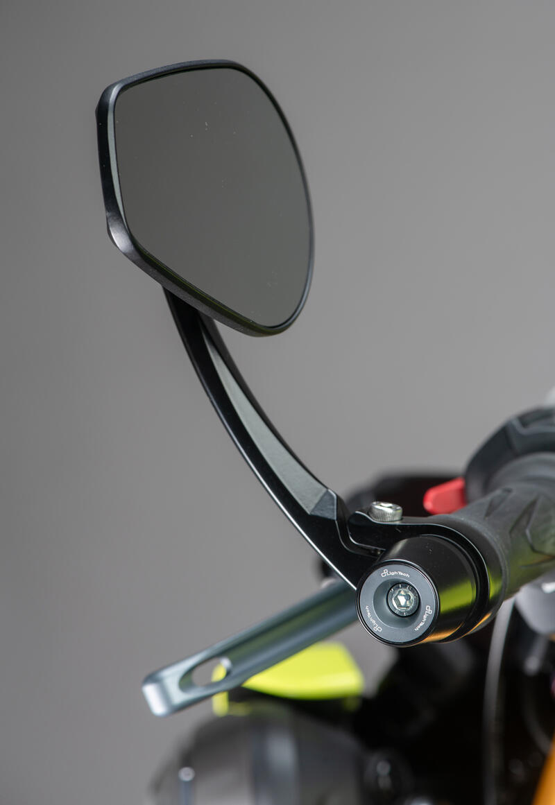 Coppia Specchi In Alluminio-Carbonio (Bar-End Fix) per Yamaha, Bmw, Ktm, Triumph Nero
